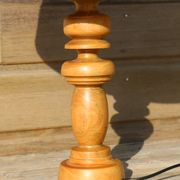 Turned wood lamp with 600mm rope shade