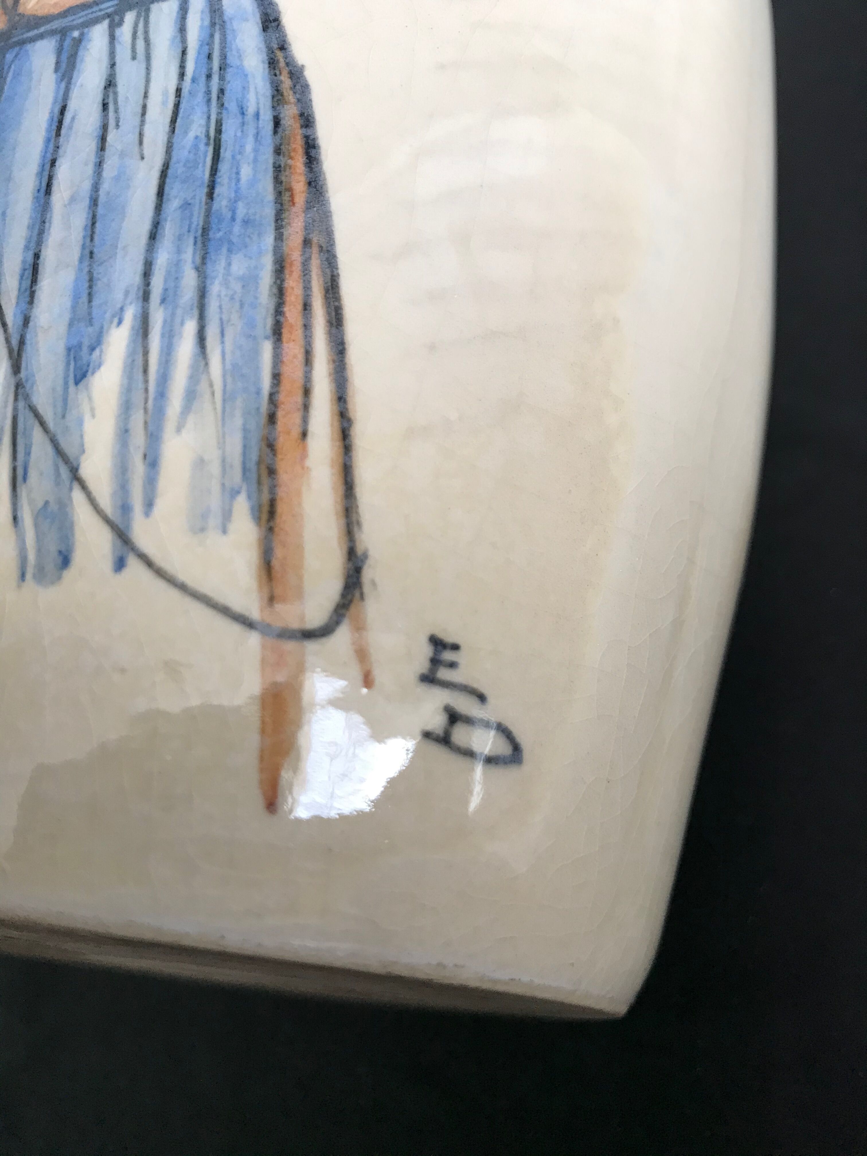 Vase signed by the artist E D - Cazalas