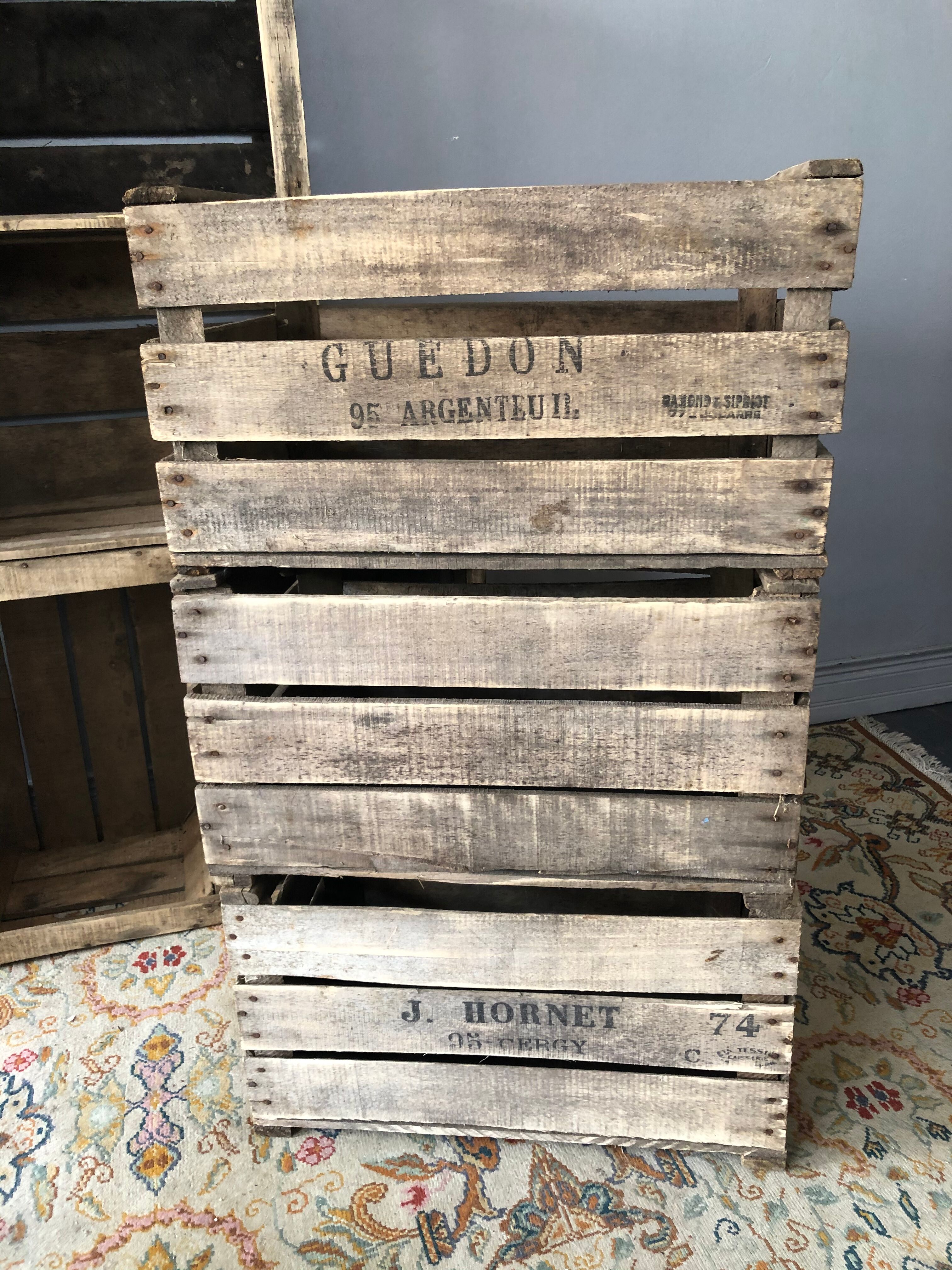 Lot of 7 old wooden crates