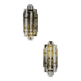 Pair of Venini wall lights, Murano cut glass, 1970s, Italy