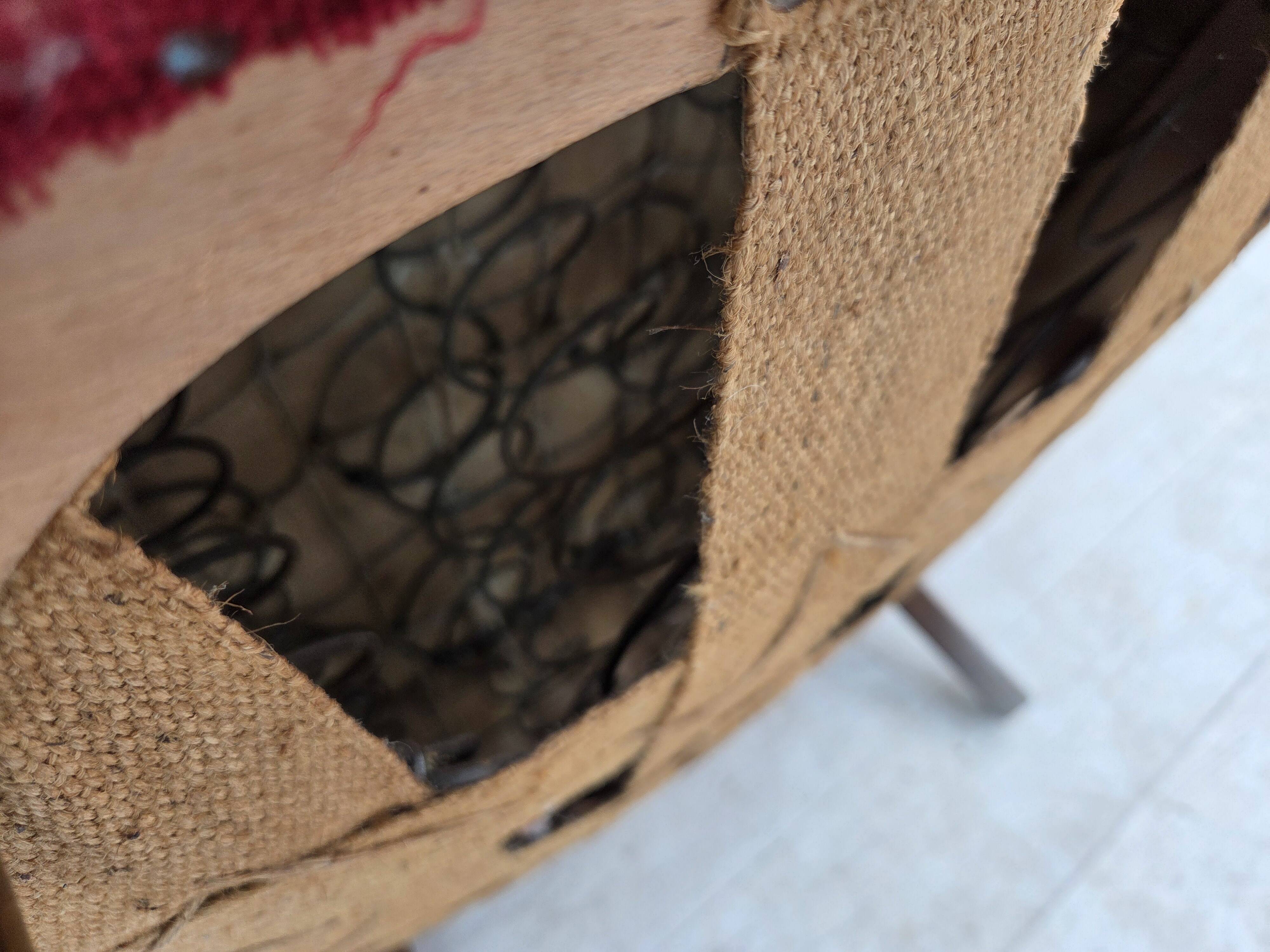 1960s, Danish armchair, original red furniture fabric.