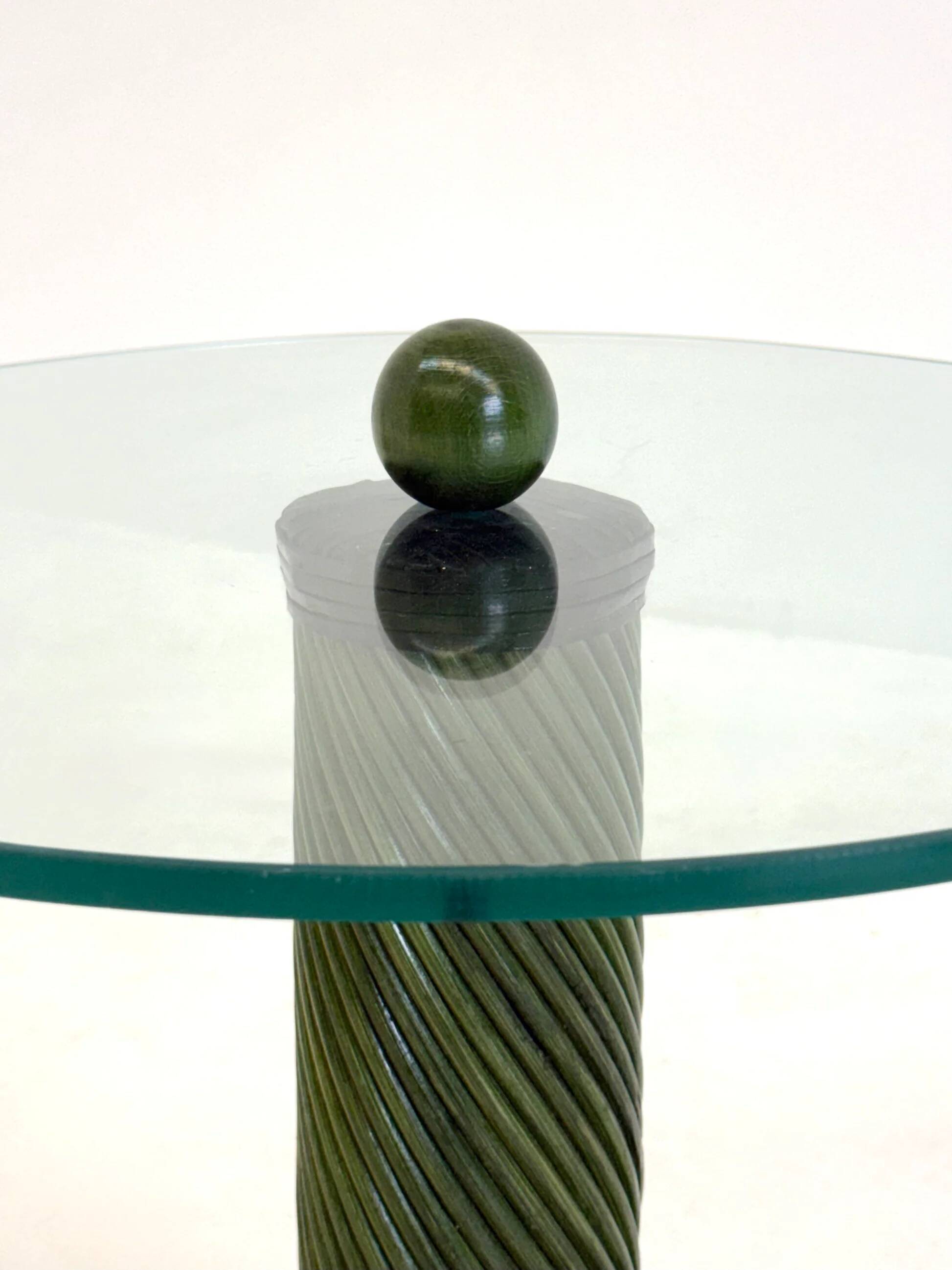Italian side tables with bamboo base and glass top