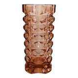 Large vintage vase textured pastel pink glass – Made in France