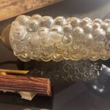 Set of 2 vintage wall lights, Danish teak, brass and bubble glass, Helena Tynell style, 1960s.