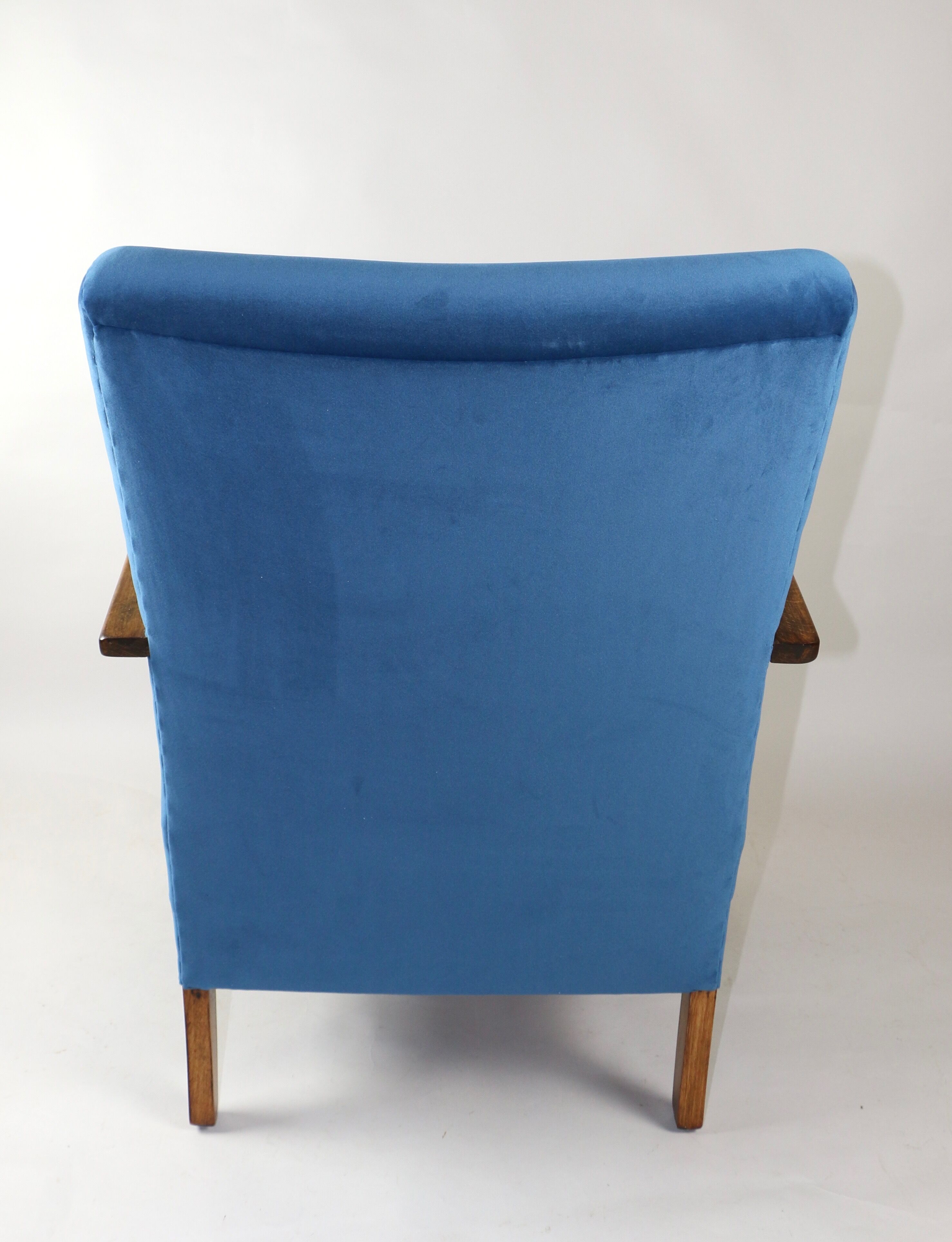 Fauteuil en velours bleu Art Déco, années 1960