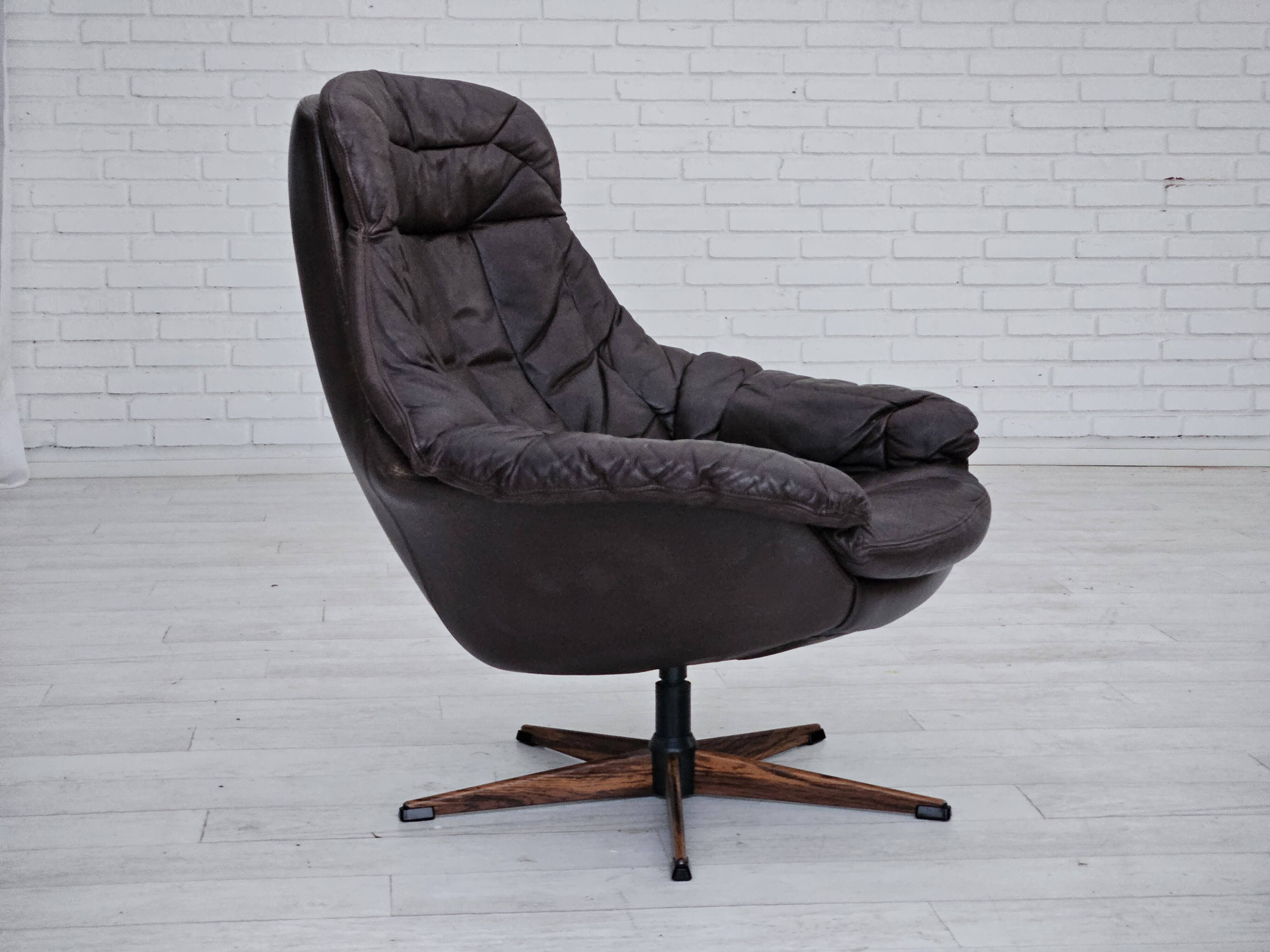 1970s, Vintage Danish leather armchair by H.W.Klein, original good condition.