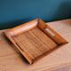 Square vintage serving tray in bamboo and wicker