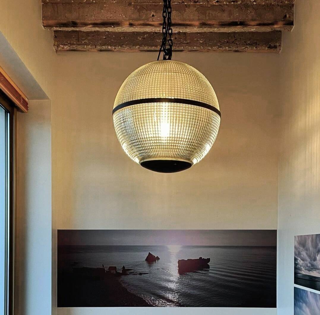 Suspension boule Holophane noire
