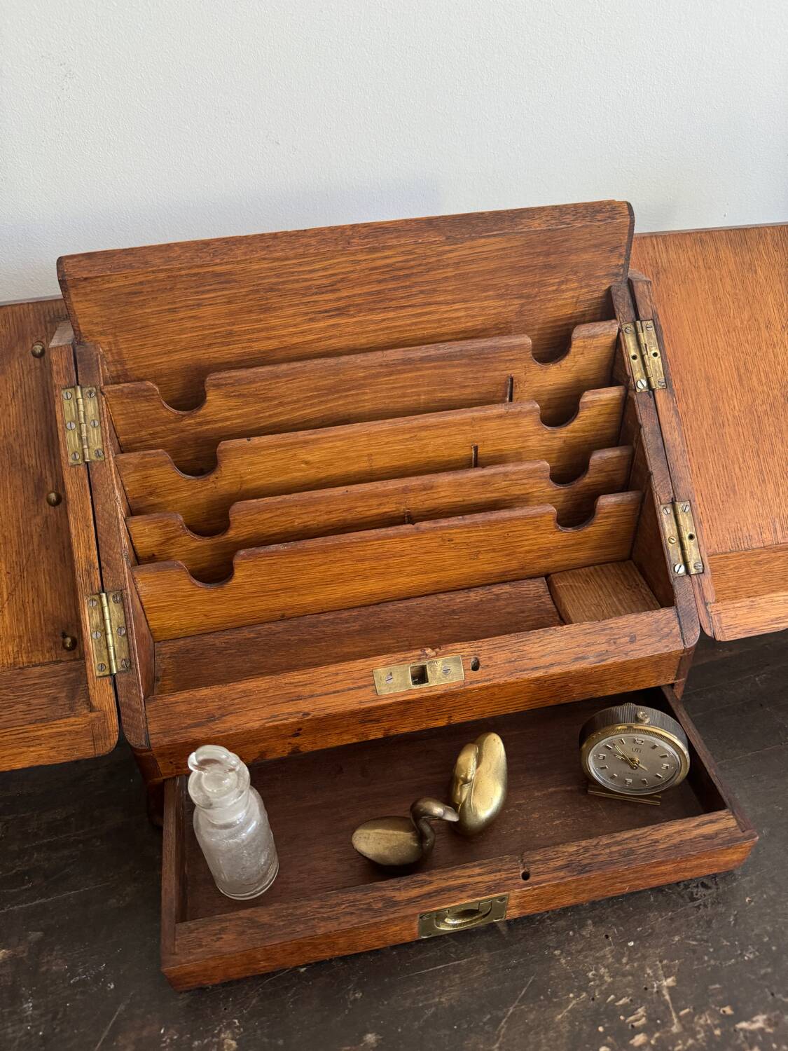 Small wooden mail storage unit