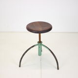 Vintage adjustable industrial stool with patina, 1950s