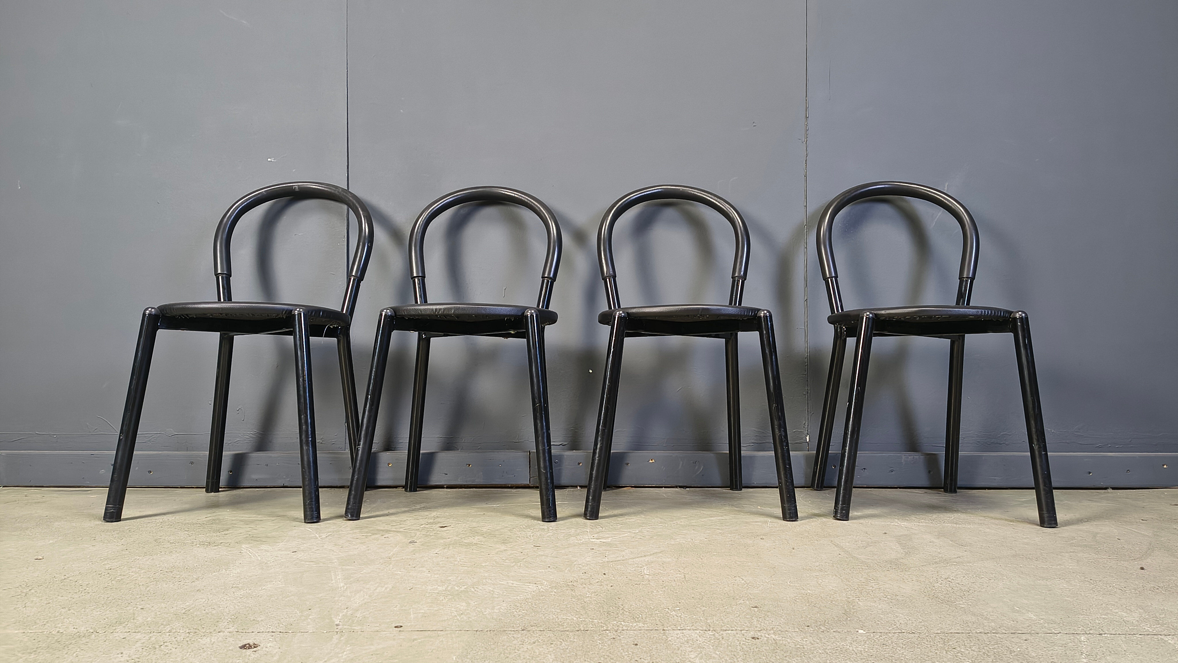 Postmodern Italian dining chairs set of 4 - 1980s