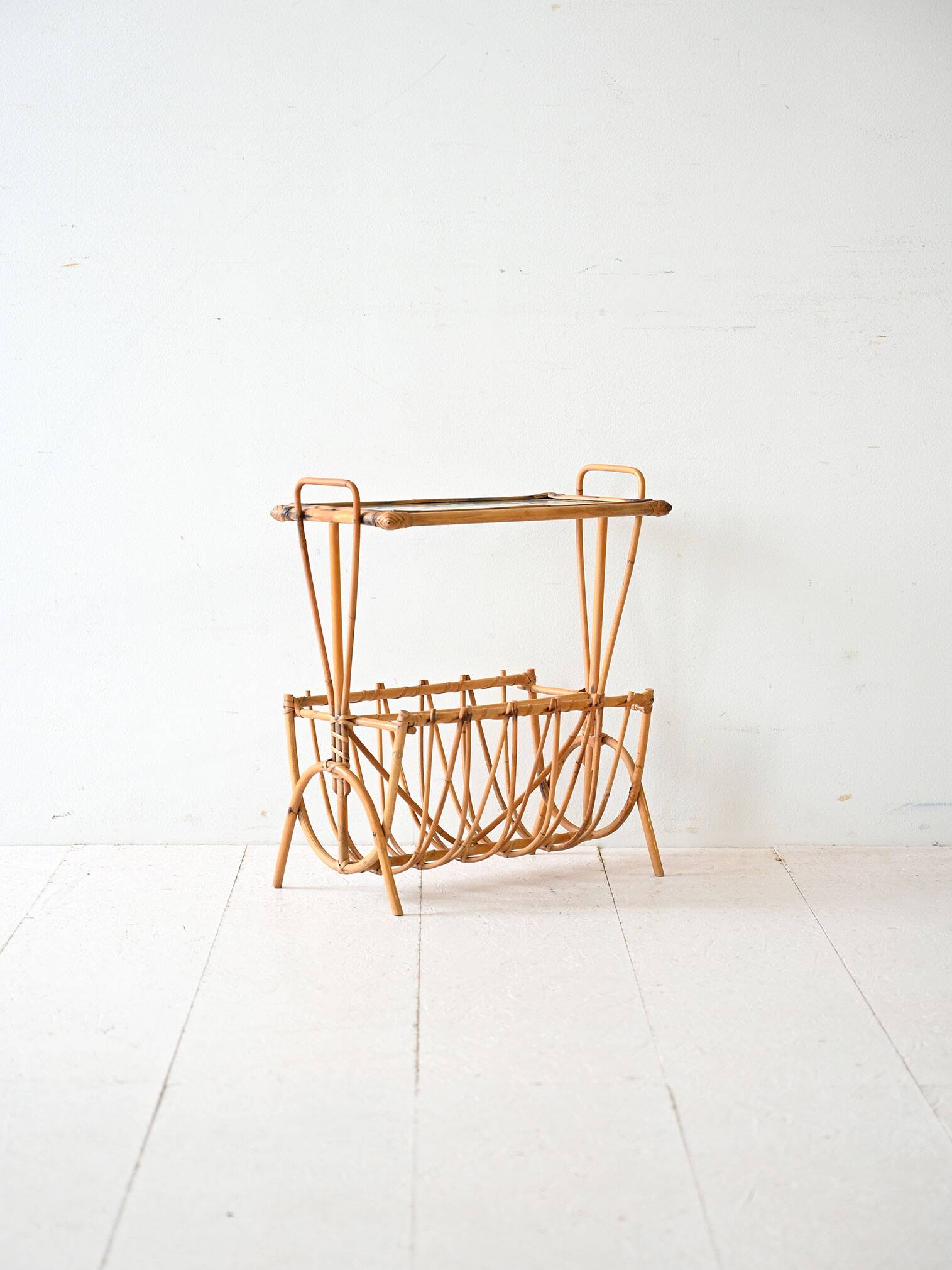 Vintage Swedish Bamboo Magazine Rack