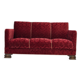 1950s, Danish 3-seater sofa, furniture velour, oak wood.
