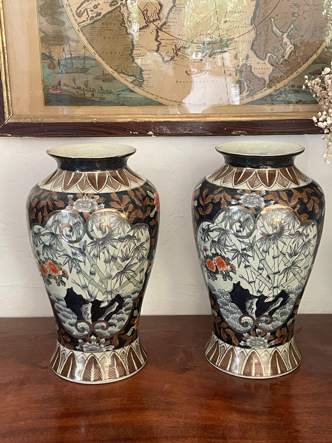 Paire de vases émail craquelé