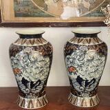 Paire de vases émail craquelé