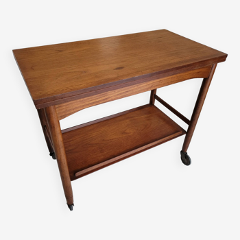 Scandinavian teak serving table with portfolio tray