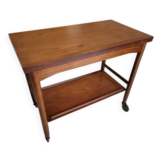 Scandinavian teak serving table with portfolio tray