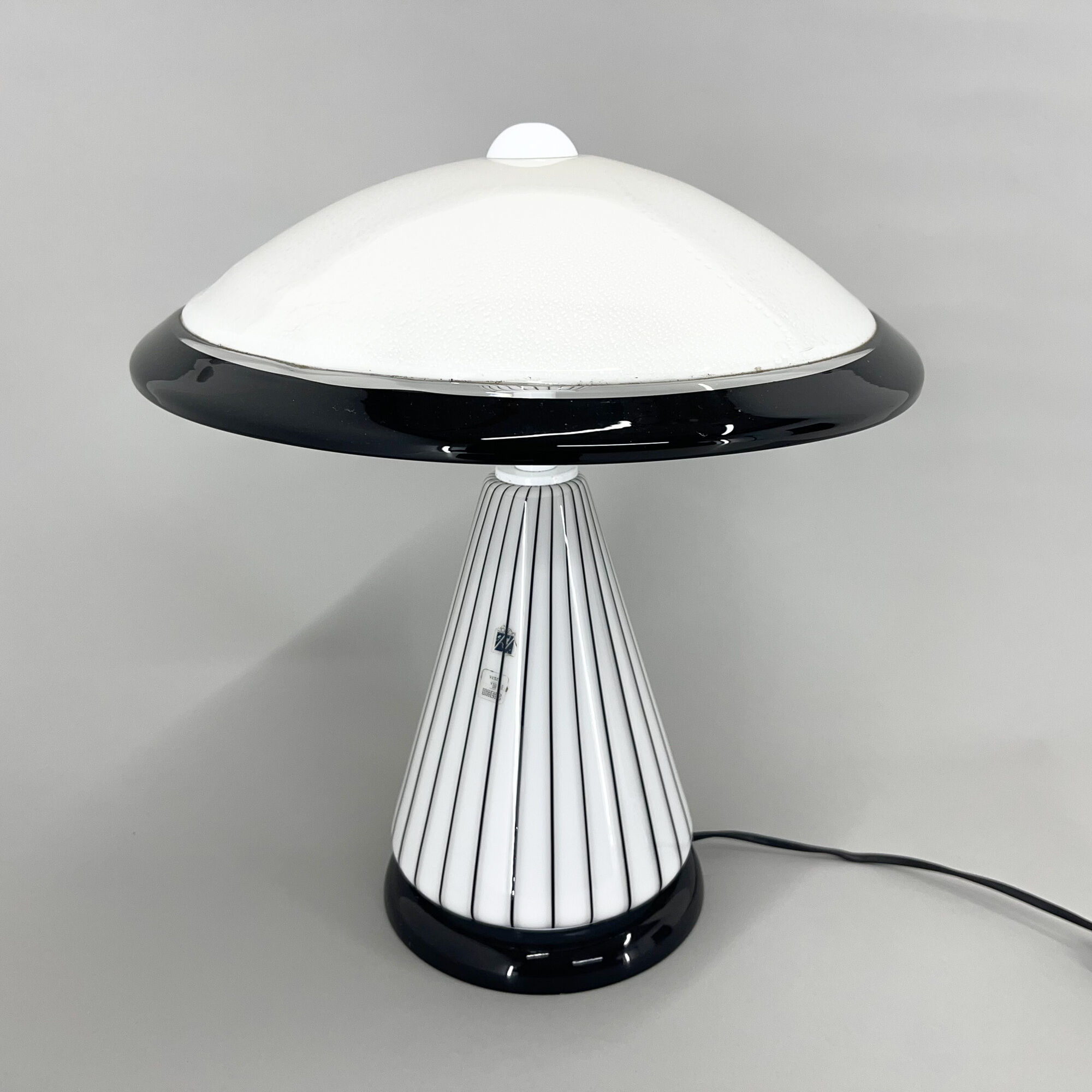 1980's Italian Mushroom Vetri Murano Glass Table Lamp by ZONCA, Labeled