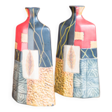 Pair of 1980s-90s Terracotta Vases – Geometric and Textured Design
