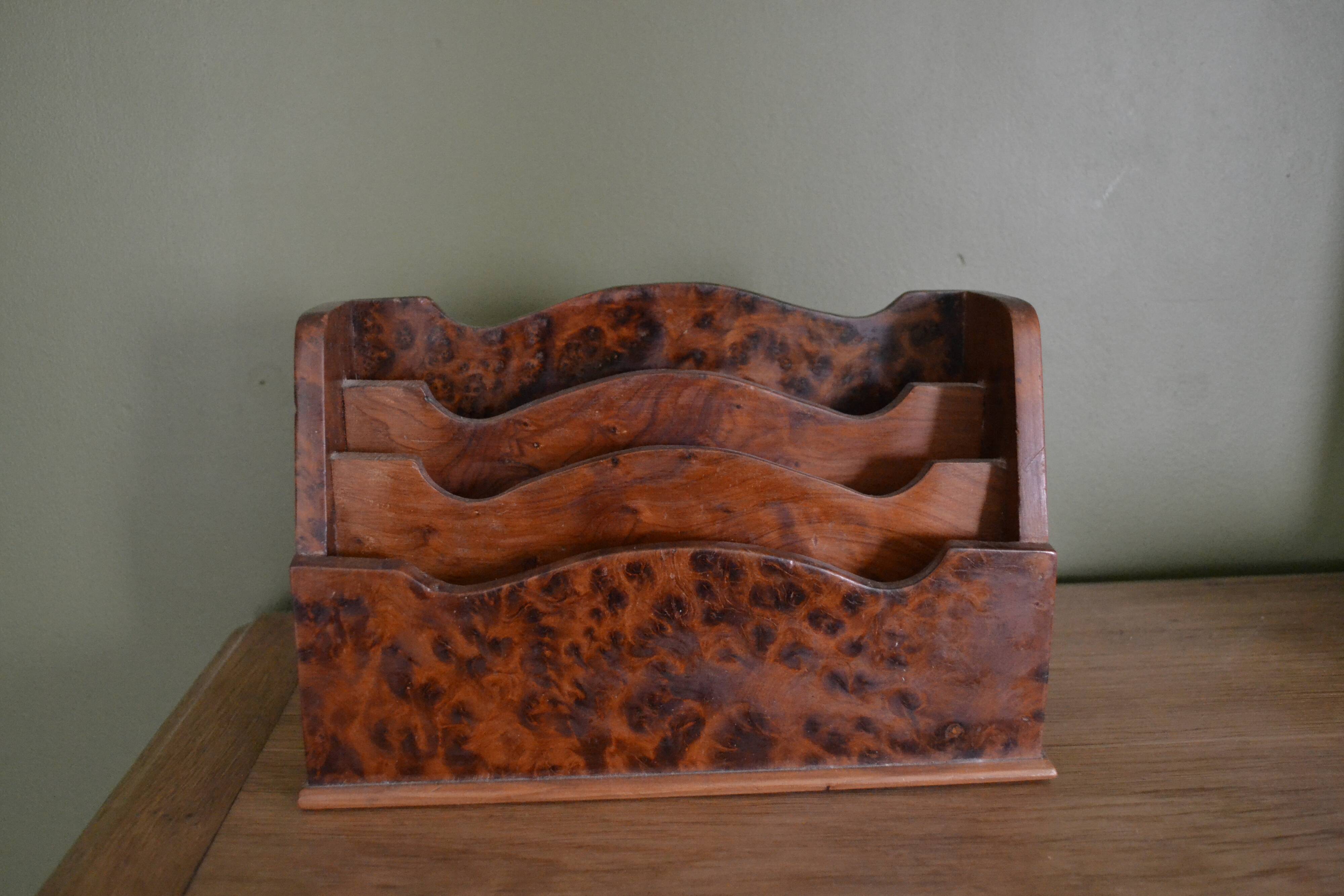 Burl wood mail holder