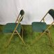 Lot of 4 folding chairs striped fabrics and green metal year 60