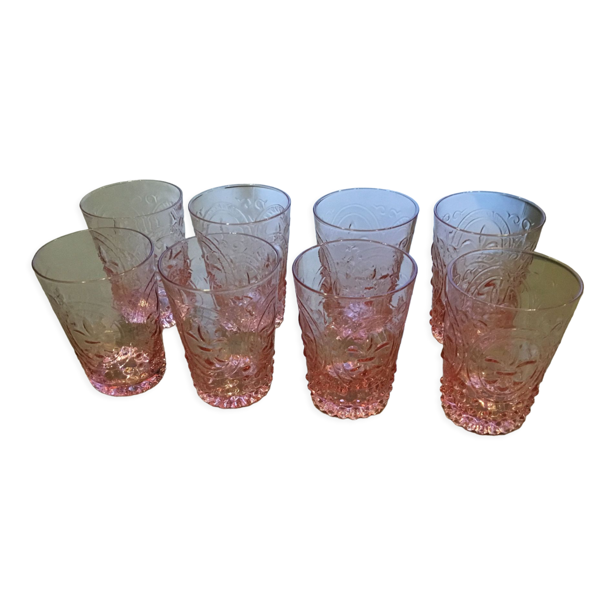 Lot de 8 verres à eau rose