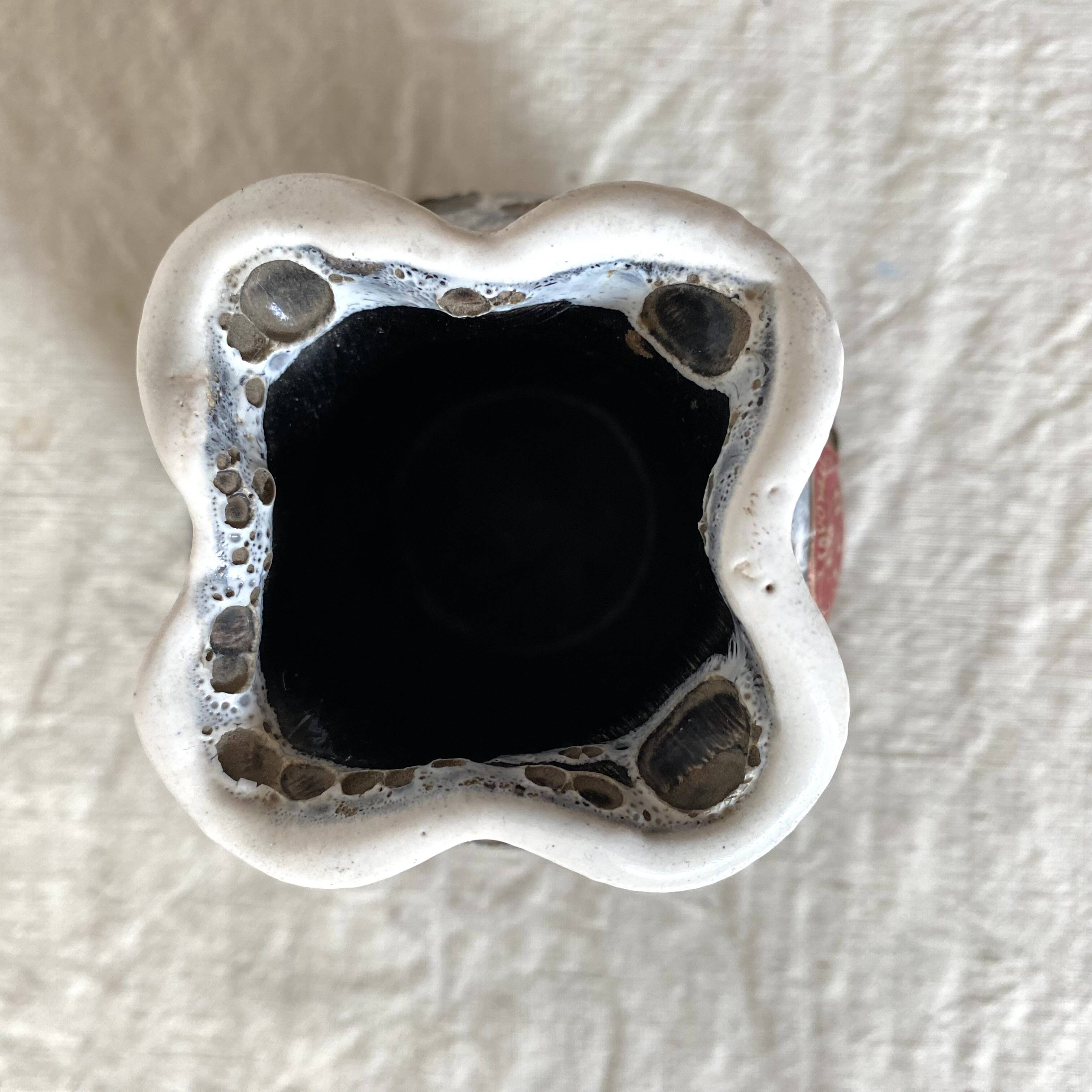 Vintage black and white Savoyard enamel vase