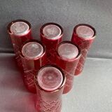 6 red glasses cut in orangeade – mid-twentieth