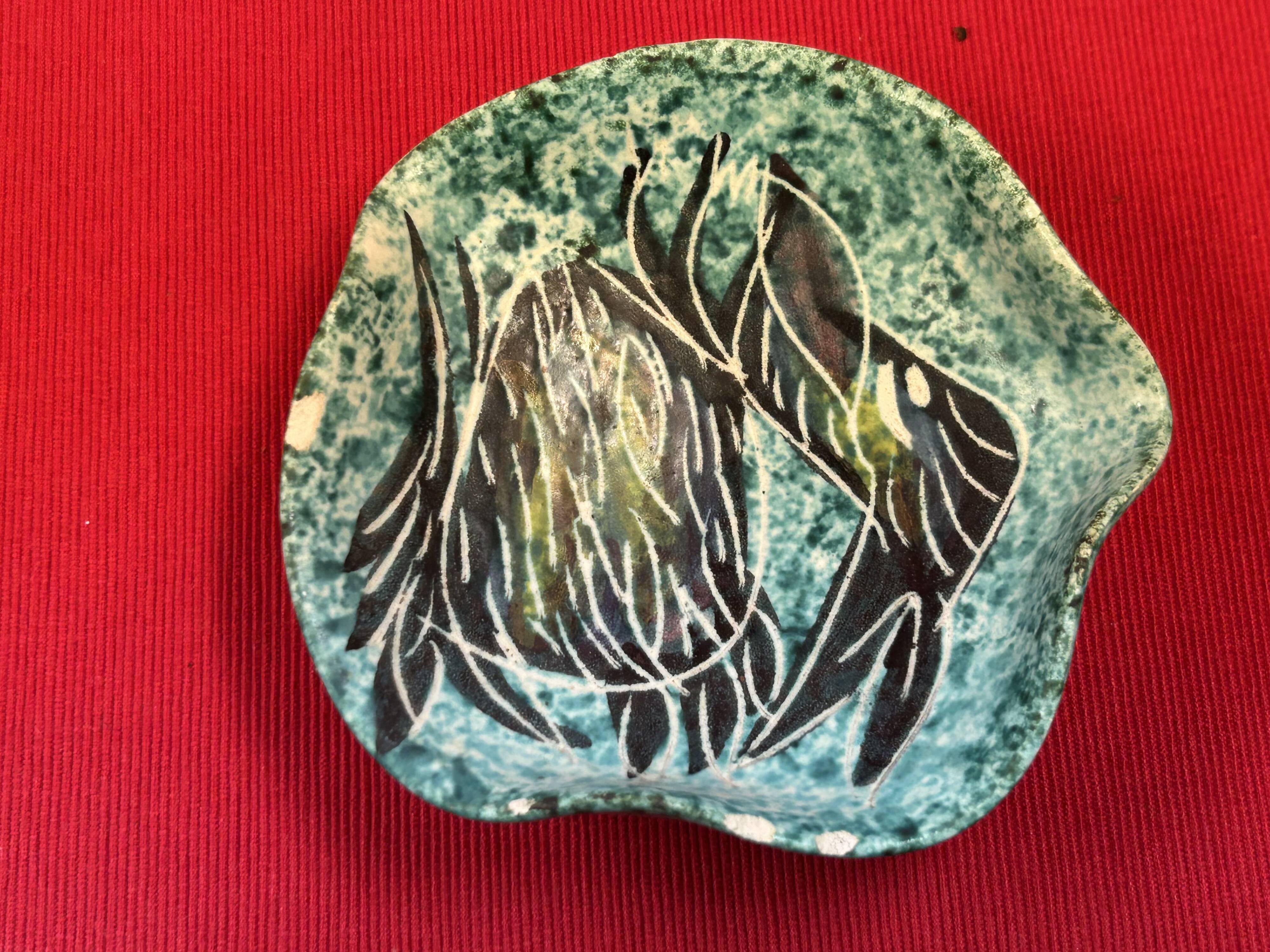 Vintage Vallauris trinket tray, possibly Borty - set of 4 - approximately 13 cm