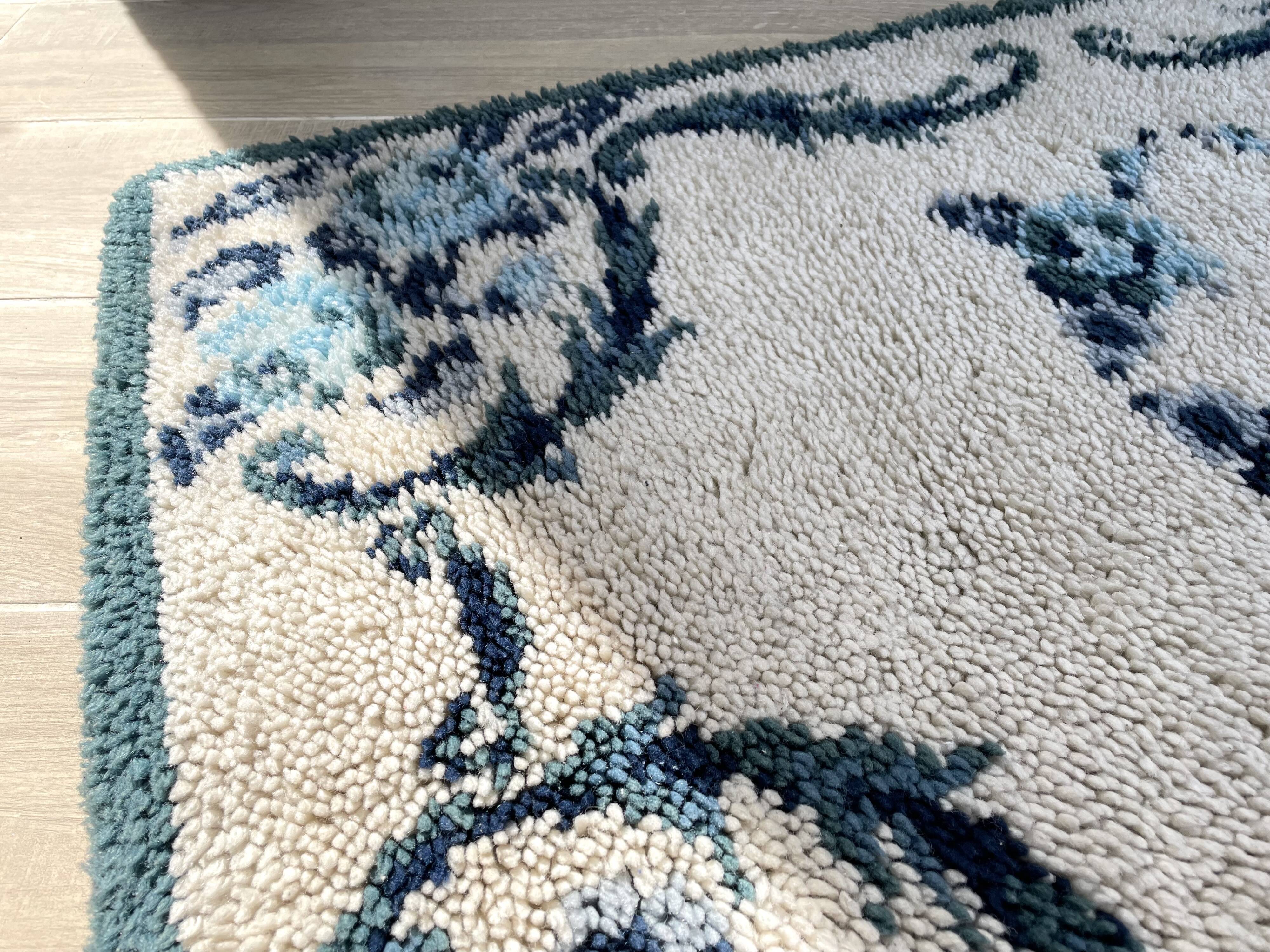 Bohemian pure wool blue rug 125x78cm