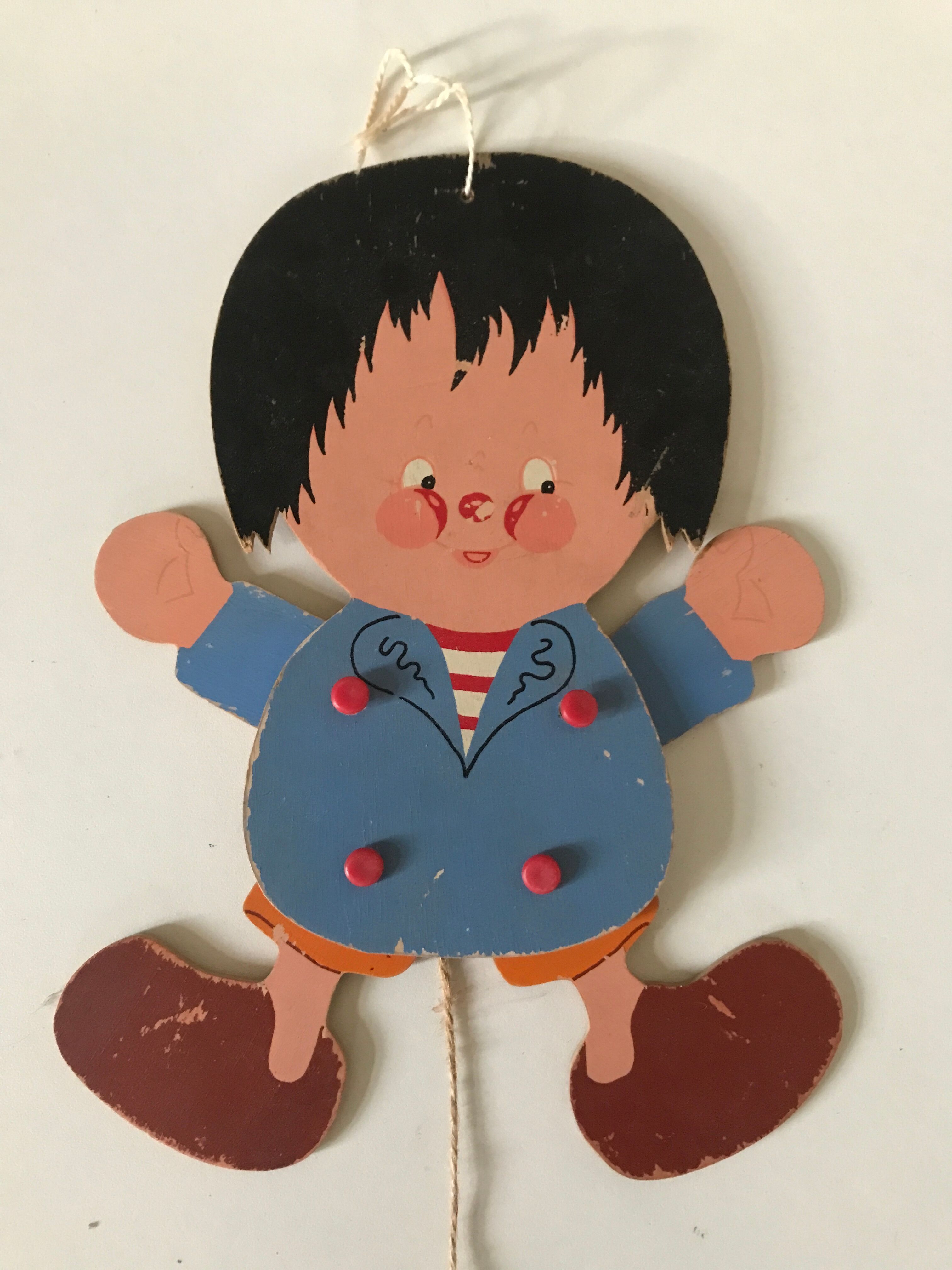 Articulated puppet vintage decoration children's room 60s