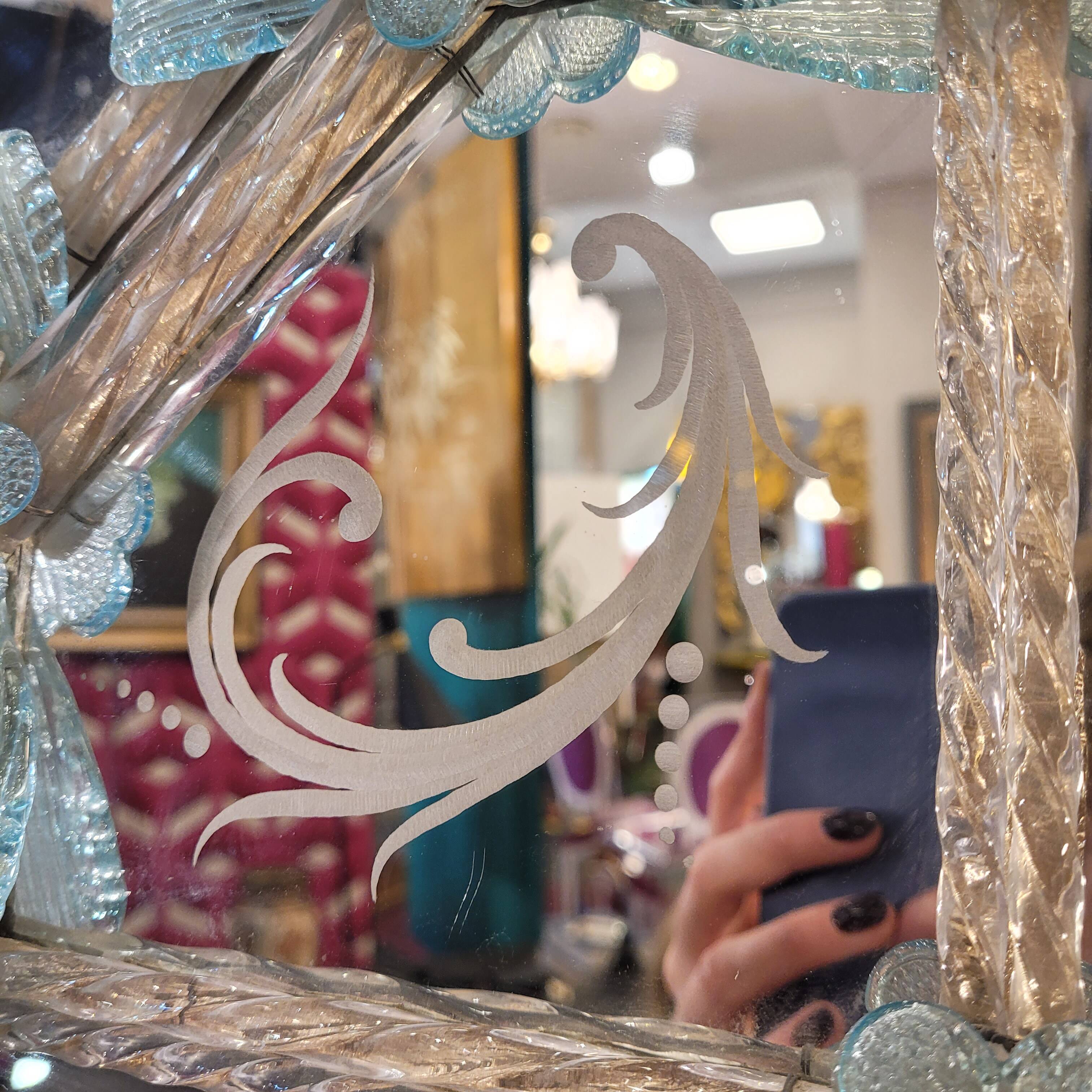 Espejo in Murano crystal, recorded in acid, Ongaro and Fuga, s.XX – Italia