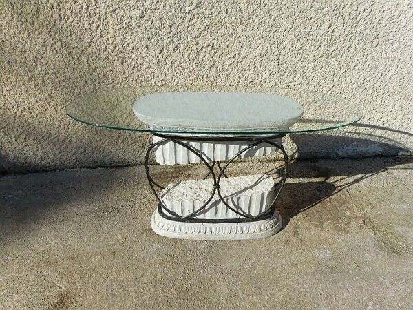 Console Colonne Grecque En Fer forge Et Verre