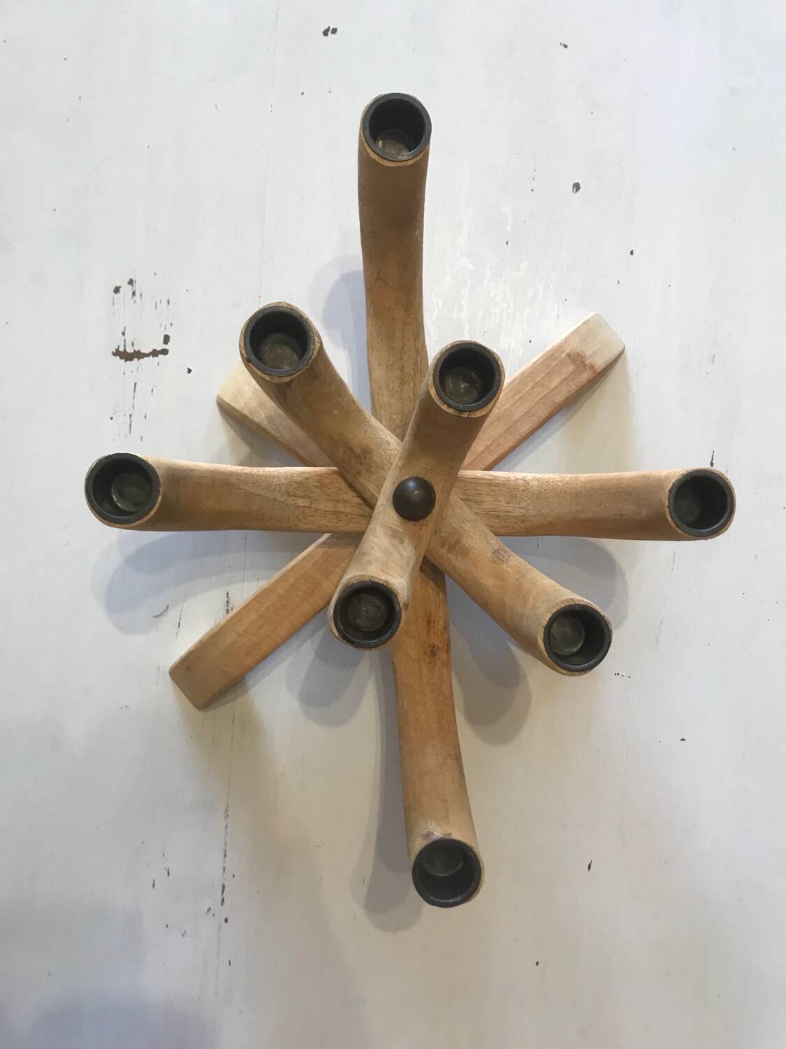 Scandinavian design vintage wood candle holder