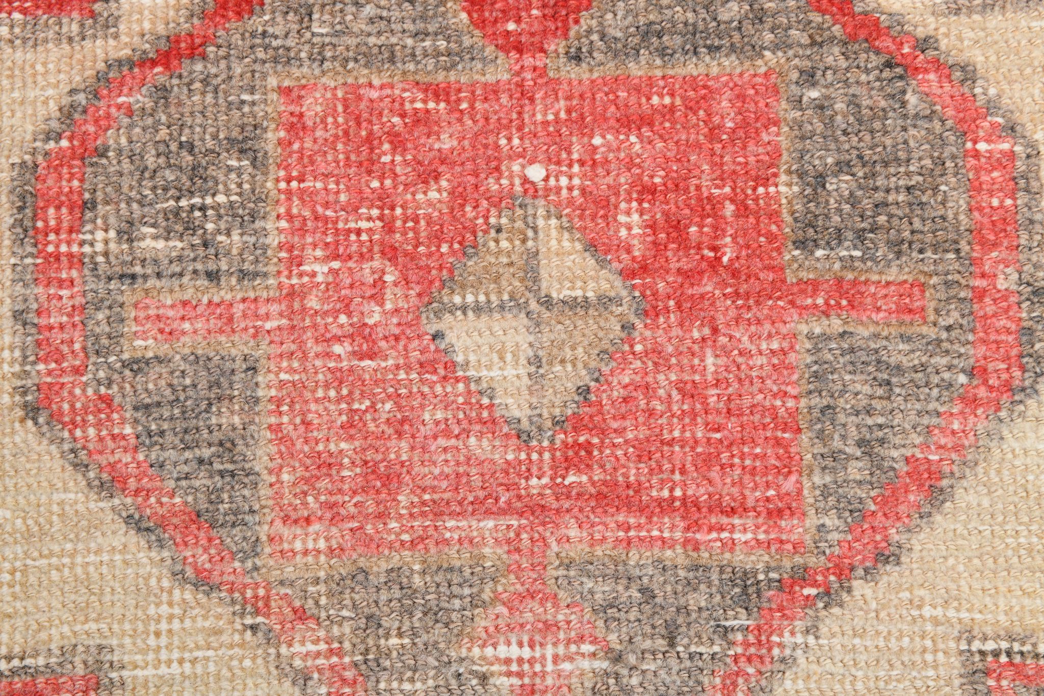 Red & beige vintage runner rug