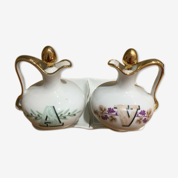 Serviteur huile vinaigre en porcelaine fine