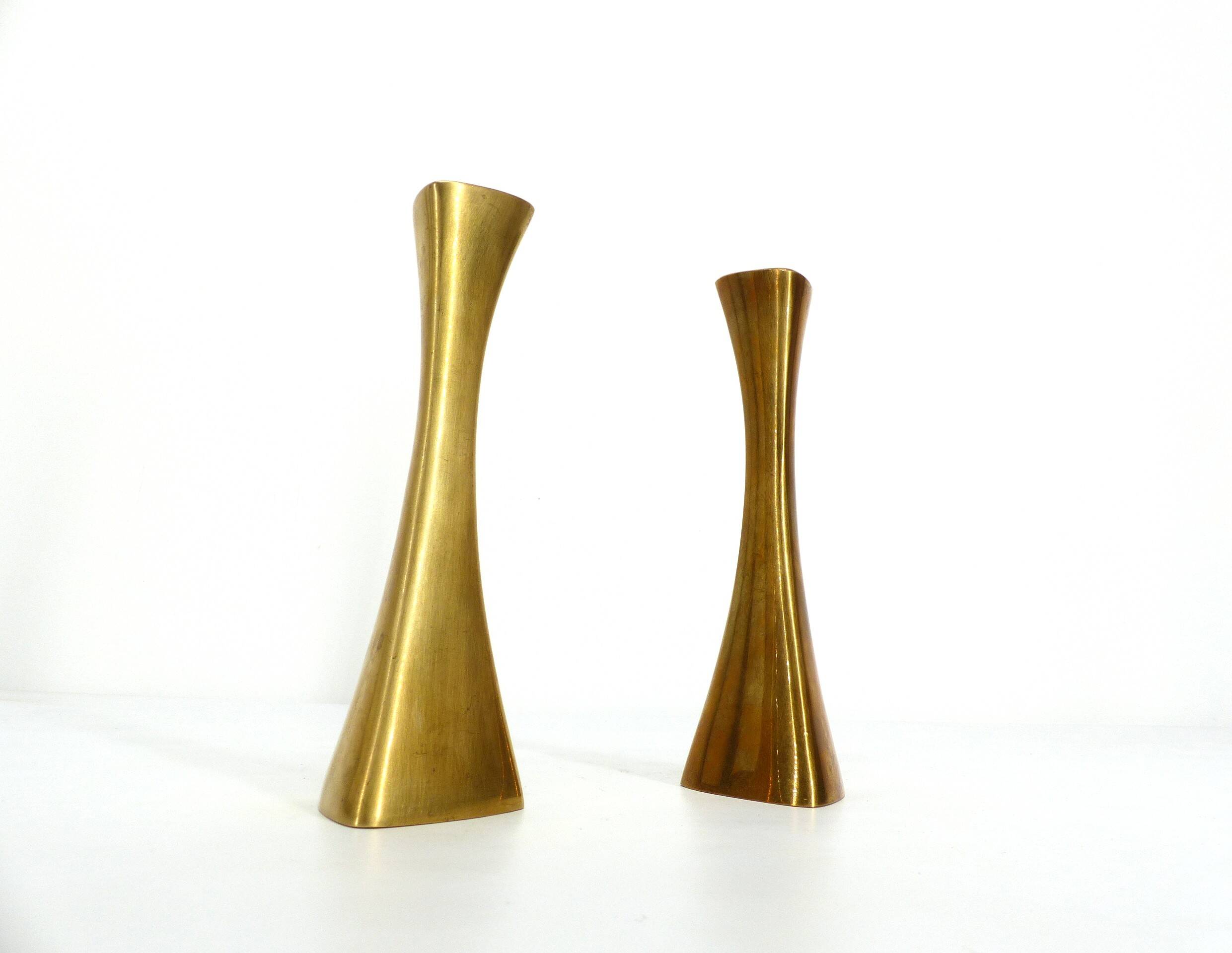 Pair of vintage brass candlesticks Ytterberg for Bca Eskilstuna, Sweden 1960s