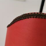 Lampe de table en soie rouge en soie rouge Art Nouveau français, années 1940