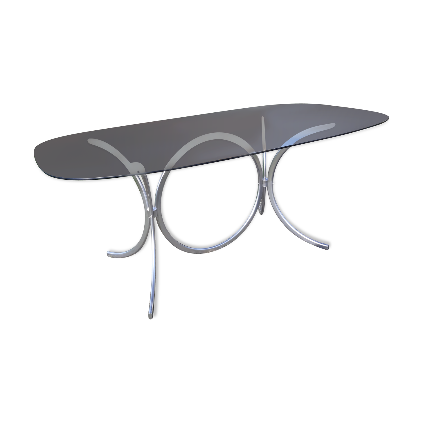 Vintage table of the 70s in chrome and smoked glass