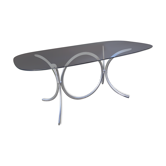 Vintage table of the 70s in chrome and smoked glass