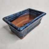 Set of three bonzaï pots of different formats in enamelled terracotta