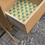 Buffet commode vintage pieds compas chêne clair 1960