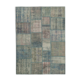 Handwoven turkish contemporary 175 cm x 242 cm blue patchwork carpet