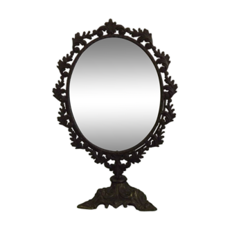 Miroir de coiffeuse ovale en laiton sur pied 4592