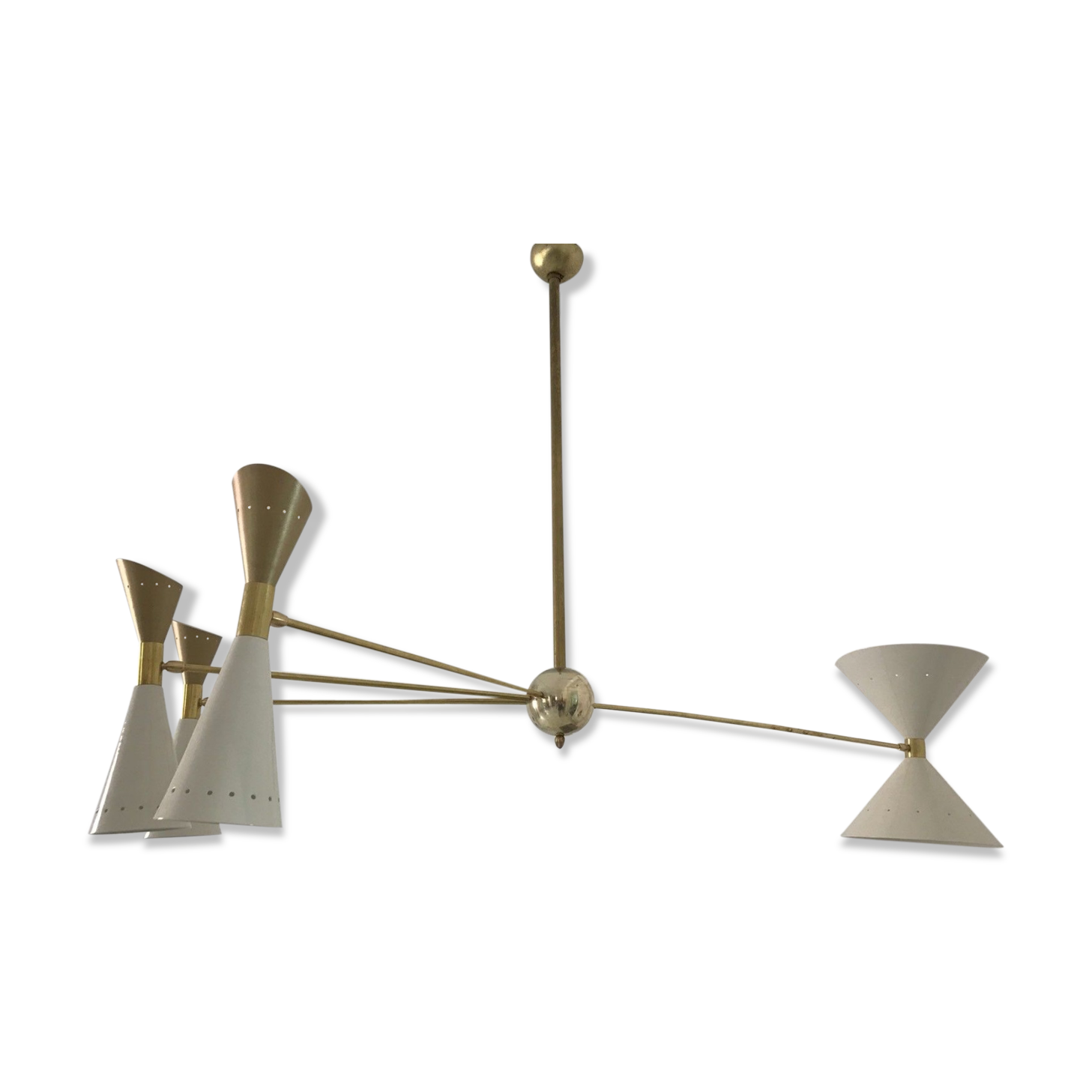 Pendant light 8 lights brass white and golden