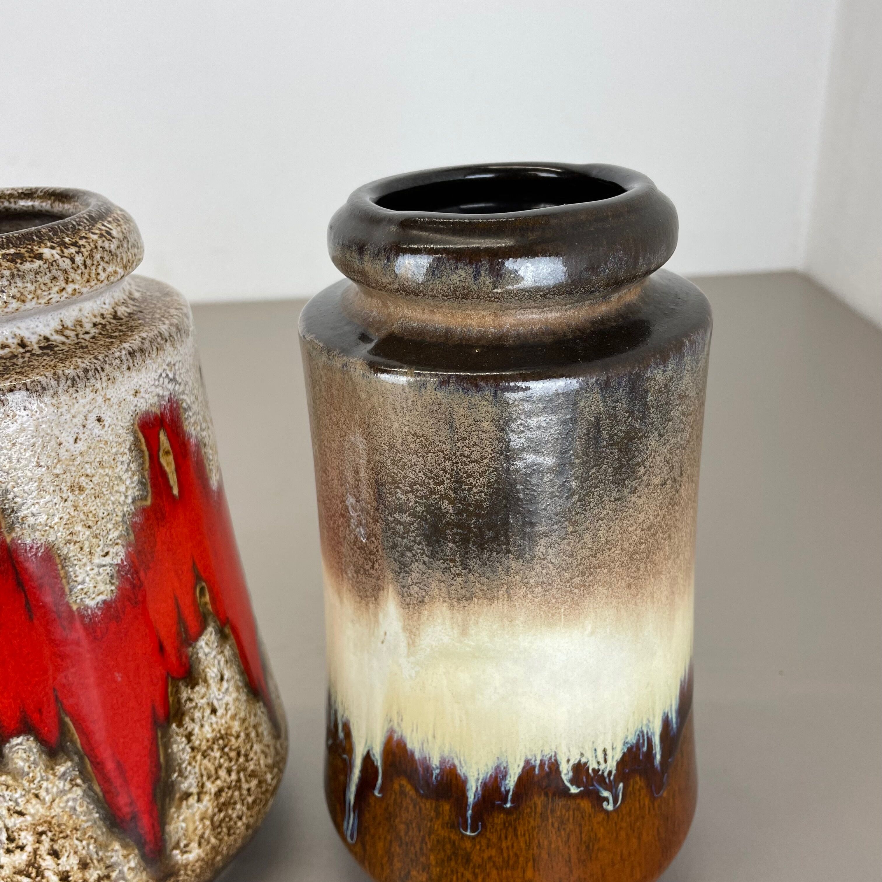 Set of three Vintage Pottery Fat Lava Vases Made by Scheurich, Germany, 1970s