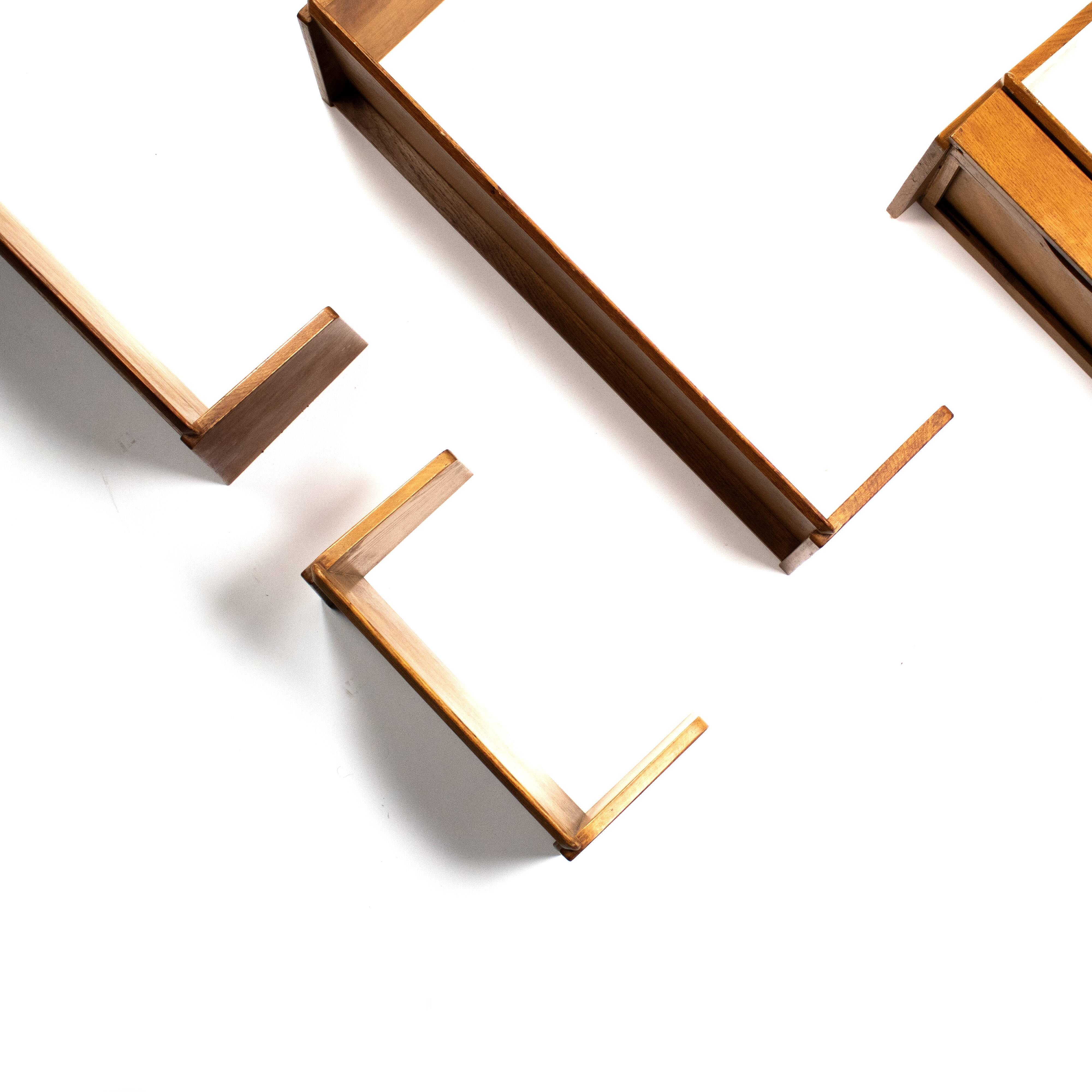 Set of 5 oak wall shelves Marcel Gascoin 50s reconstruction