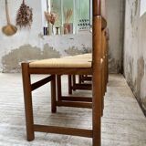 Set of 4 elm straw chairs from the 50s
