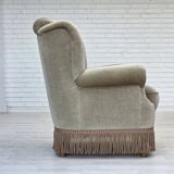 1970s, Danish armchair, original condition, furniture velour, beech wood.