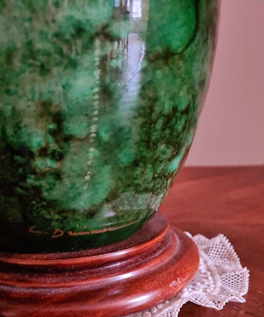 Green lamp signed Louis Drimmer